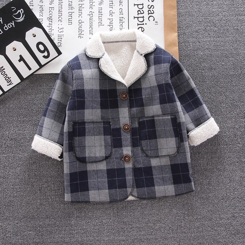 Spring Autumn Kids Gentlemanly Costume Children Boys Girl Cotton Jacket Toddler Casual Clothes Infant Plaid Clothing: 12M