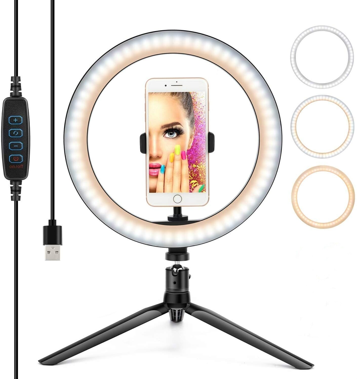 16cm/20cm/26cm rengasvalo himmennettävä kamera valokuvastudio puhelin video led kauneusvalokuvaus rengaslamppu 19/103 cm kolmijalka