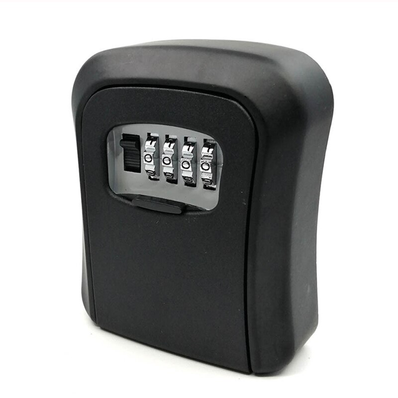 Key lock box wall-mounted plastic key safe weatherproof 4 combination key storage lock box for indoor and outdoor use: Alloy Black