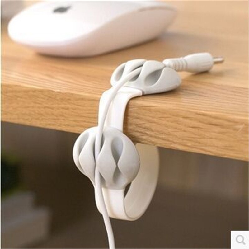 Multi-purpose Desktop Phone Cable Winder Headphone Clip Management Organizer Charger Cable Silicone Holder 3 Slot Strips: white  cable winder