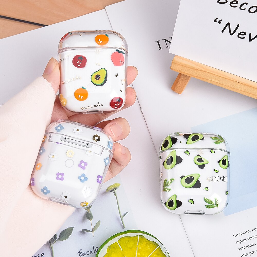 Frutas pc caso duro para airpods 2 1 fone de ouvido casos para airpods claro transparente capa do fone de ouvido