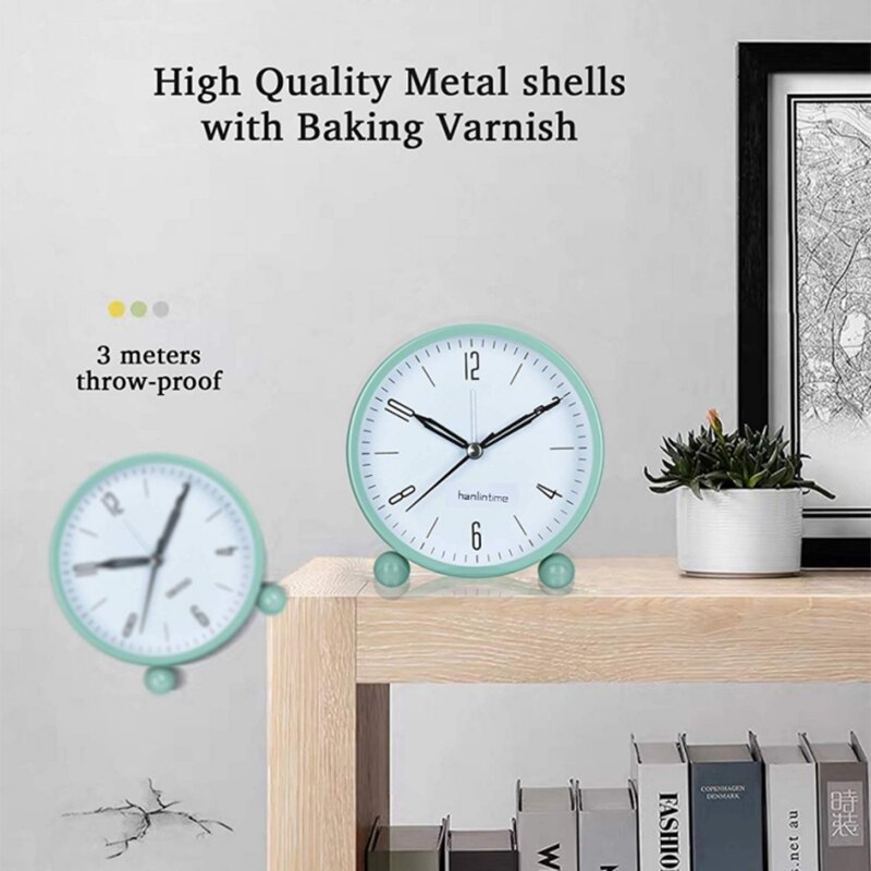 Alarm Clock, Analog Alarm Clock No Ticking with Snooze for Heavy Sleepers, Battery Operated and Light Function, Super Silent Ala