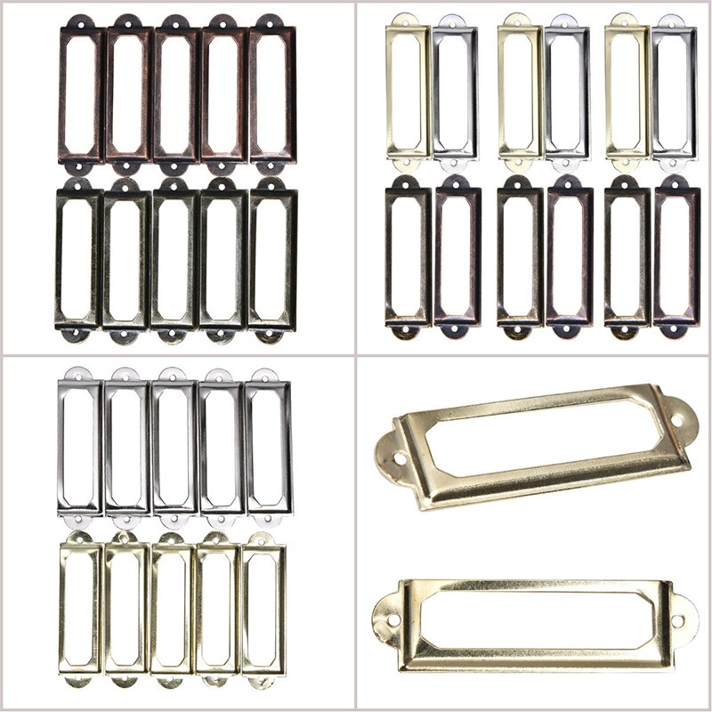 Porte-étiquette en laiton doré Antique, 10 pièces, porte-étiquette en métal doré, pour armoire, tiroir, boîte, boîte, poubelle