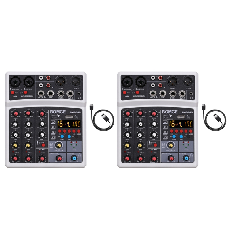 Sound Card 4-Channel Mixer Outdoor Conference Audio USB Bluetooth Reverb Audio16 Digital Effects