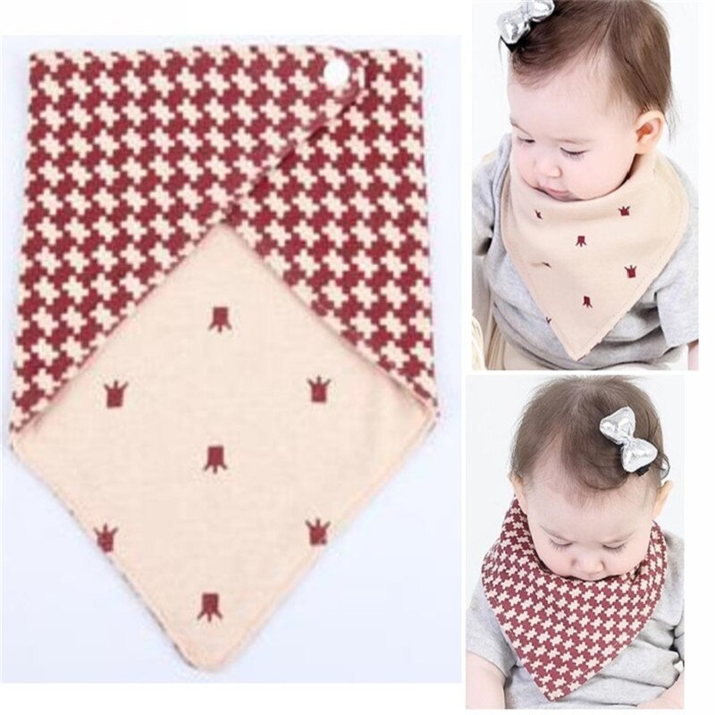 Babyjongens slabbetjes katoenen babymeisjes slabbetjes 0-3y baby bandana slabbetjes kinderen driehoekige sjaal dubbelzijdig iedereen kan dragen: Kroonbeige slabbetjes