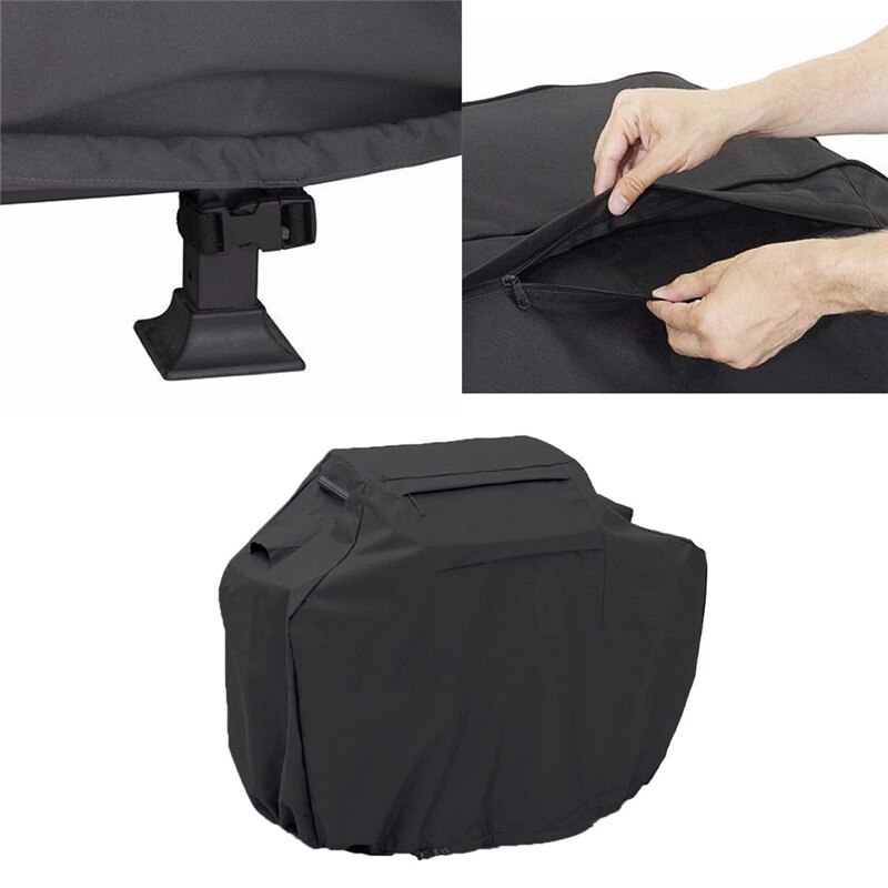 Rainproof Black BBQ Gas Grill Cover Heavy Duty Waterproof Barbecue Gas Grill Cover Outdoor Fade Resistant Weather Protection