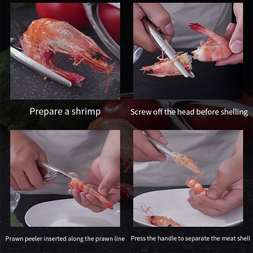 Shrimp peeler Shelling practical Prawn Peeling Plier Stainless Steel Cleaner Knife Open Shrimp machine Kitchen Seafood Gadgets