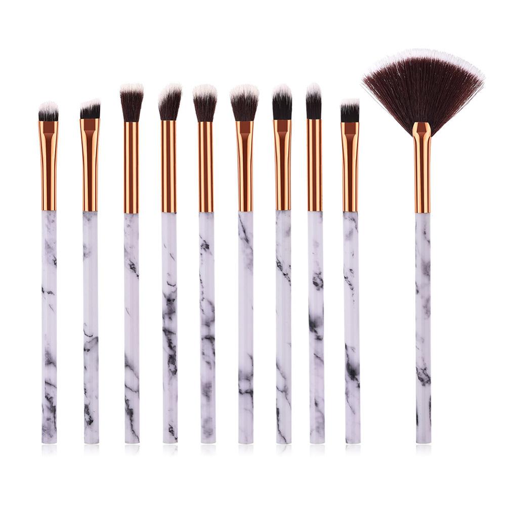 4/10 Pcs Marble Texture Makeup Brush Set Make Up Brushes Eyebrow Eye Brow Shadow Liner Lip Fan Beauty Cosmetic Tools #273602: 10pcs