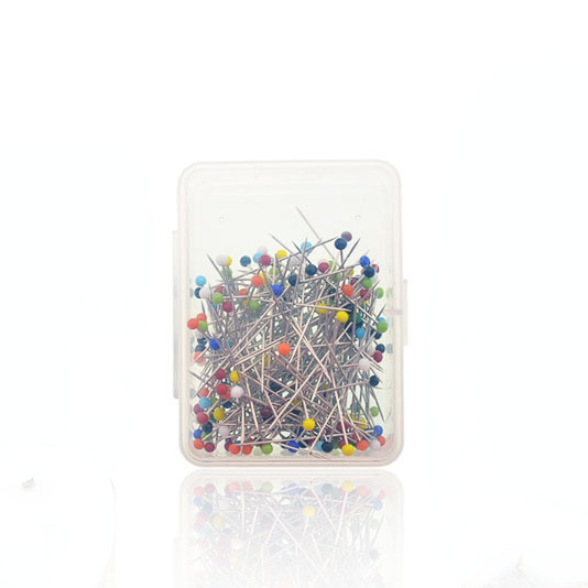 100 unids/caja de alfileres de cabeza de vidrio redondos coloridos, agujas de posicionamiento de empuje recto, accesorios de costura para herramientas de bricolaje de confección: Caqui oscuro