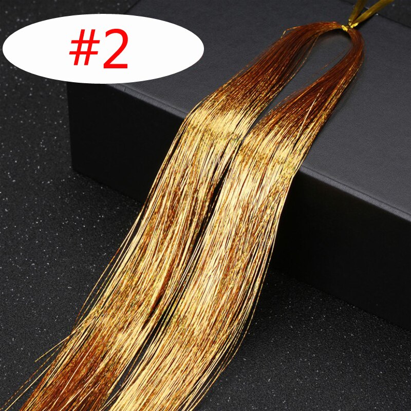2 st/lot flerfärgat löshår glitter glitter highlights syntetiskt hårförlängning för hårflätningstillbehör: 2