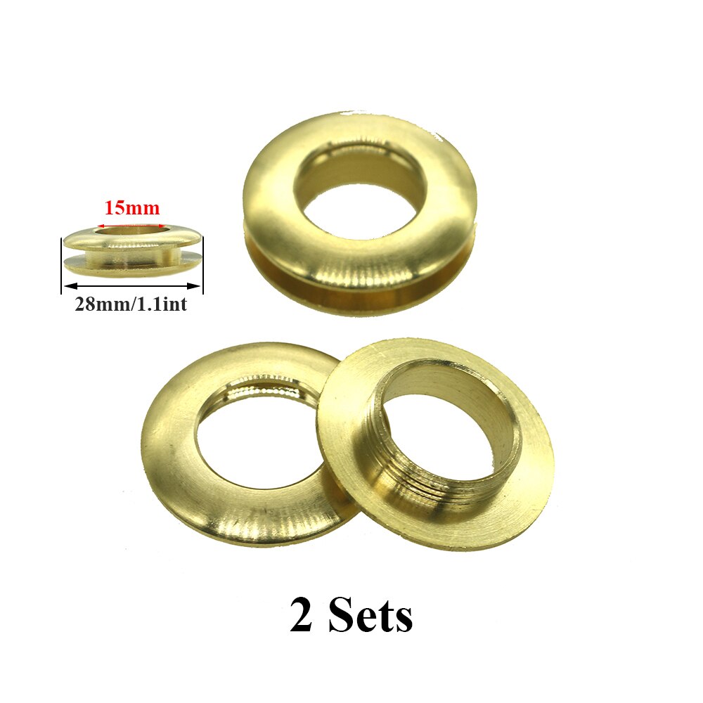 2pcs Solid Brass Screw Back Eyelets Craft Accessory Metal Plating Round Eyelets with Washer Grommets Leather for Bags Jeans: 15mm Inner 2 sets