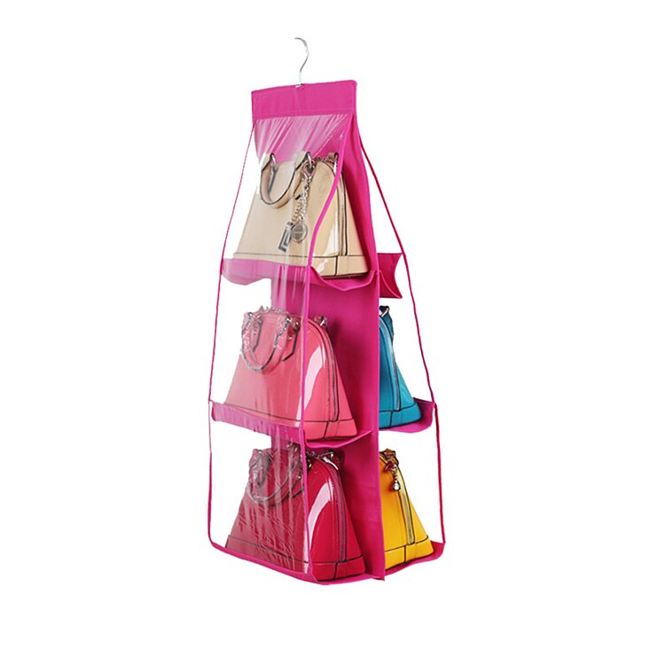 6 Pocket Handtas Opslag Opknoping Zakken Duurzaam Deur Mode Backbag Opbergtas Hoge Home Benodigdheden Kast Rek Hangers: Rose Red