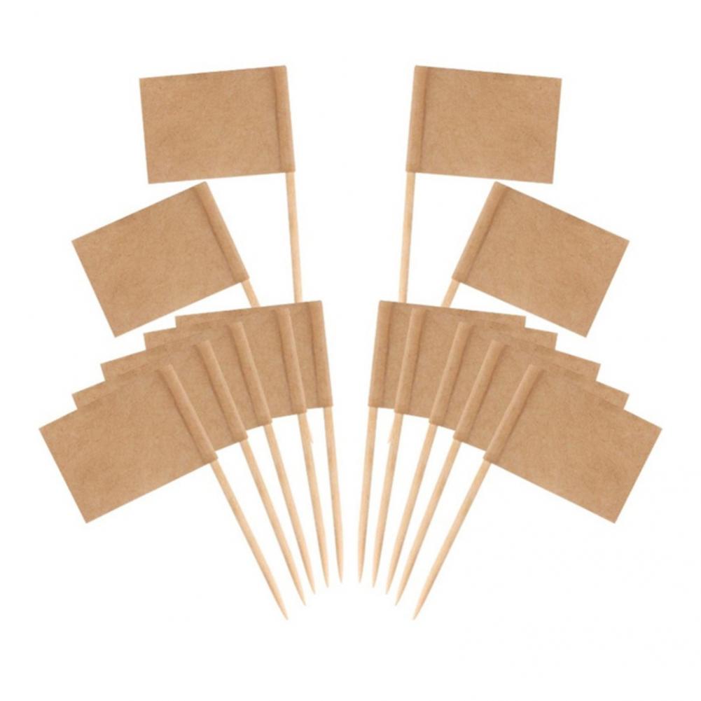 Mini drapeau blanc attrayant pour gâteau, 2 couleurs, 100 pièces/ensemble, décoration de fête