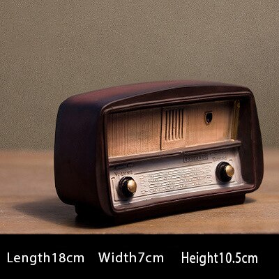 Modelo de Radio de resina de estilo europeo, Retro, adornos nostálgicos, Radio artesanal clásica para Bar, accesorios de decoración para el hogar, de imitación antigua: Default Title