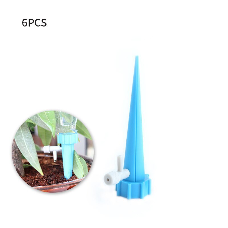 Constant Pressure Watering Spikes Auto Drip Irrigation Watering System w/Slow Release Control Valve Switch Self Irrigation Water: 6 pcs blue