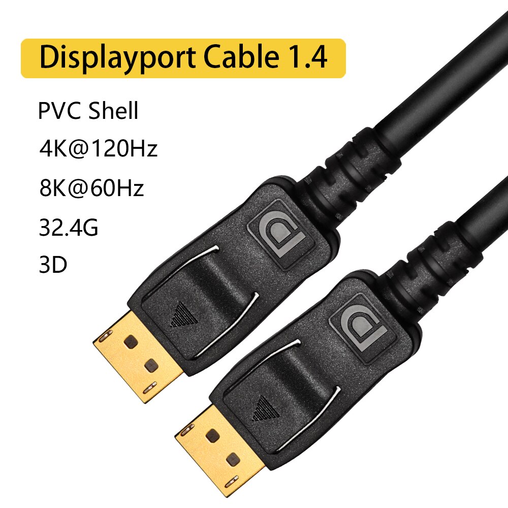 DisplayPort 1.4 kabel 8k 60Hz 4K HDR Port wyświetlacza szybki Adapter do komputera wideo Laptop TV DP 1.4 Port wyświetlacza 1.2 kabel: DP1.4PVC / 5 m