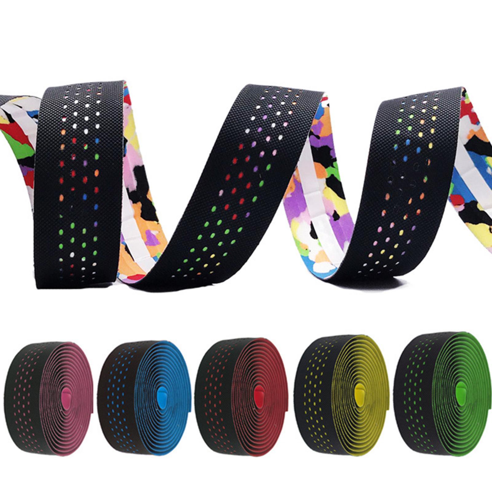 1Pair Road Bike Bicycle Handlebar Tape EVA Anti-slip Bicycle Handle Bar Tapes Wrap Cork Guideline Fixing Strap with Plugs