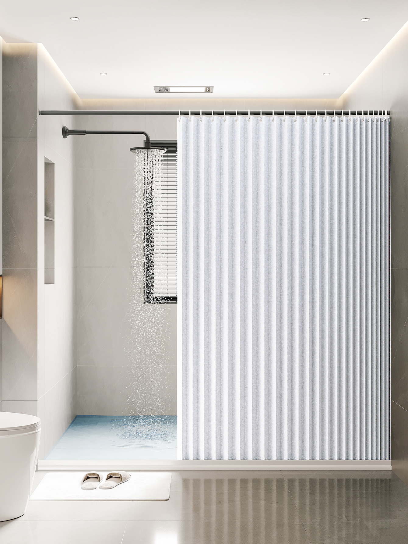 1PC folding curtain series shower curtains are suitable for bathrooms and bathrooms: 180×200cm / WHITE