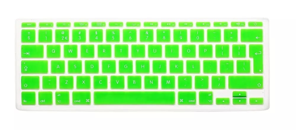 English UK EU Silicone Keyboard Cover For Apple Mac MacBook Air 11 11.6&quot; A1370 A1465 Model Euro/ISO Layout Protective Film: green