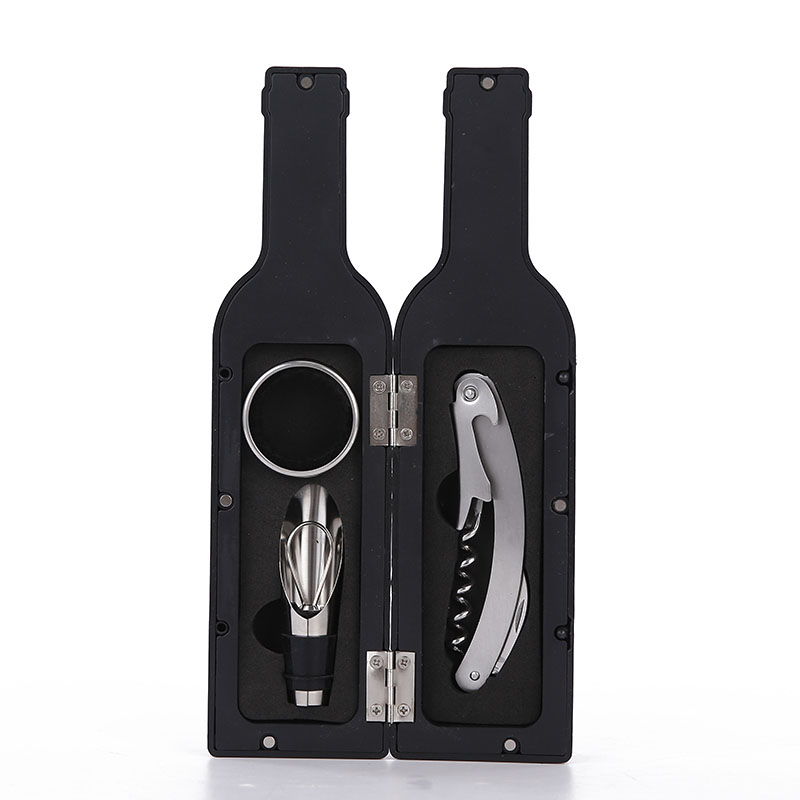 1 Set 3 Pcs/5 Pcs Wijnfles Corkscrew Set Tool Fles-Vormige Houder Flesopener JAN88: Black  3pcs