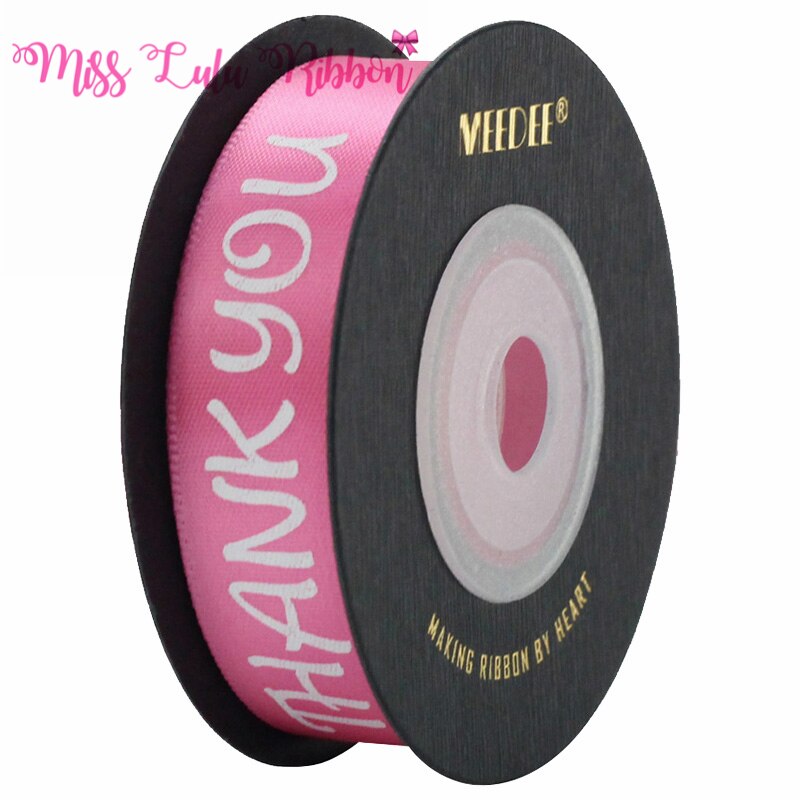 Valentijnsdag Serie 5M/Roll 16Mm Dank U Enkelzijdige Polyester + Inkt Afdrukken + bronzing Lint Diy Decoratieve Lint