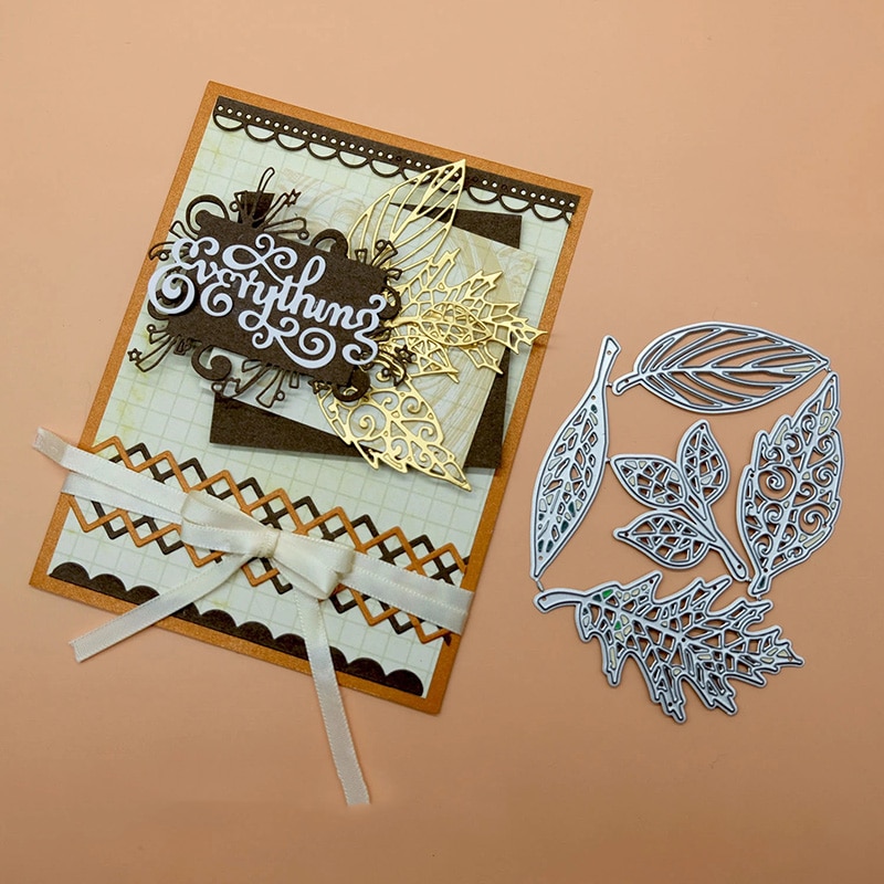 Bunnymoon efterlader metalskæreformede stenciler til scrapbooking / fotoalbumstempler dekorative prægede diy-kort