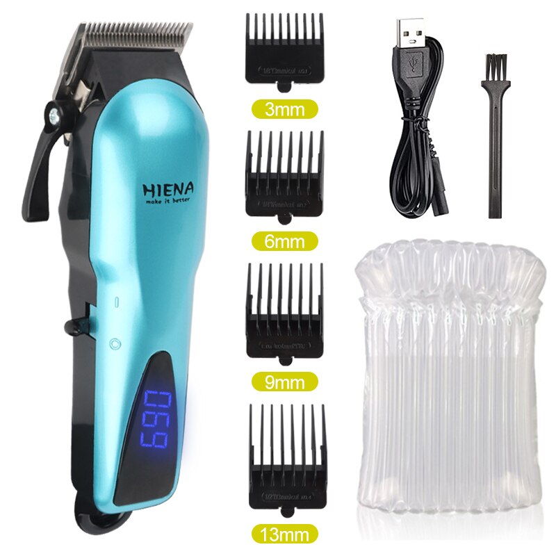 HIENA – tondeuse à cheveux professionnelle pour hommes, appareil électrique avec écran LCD: blue no box