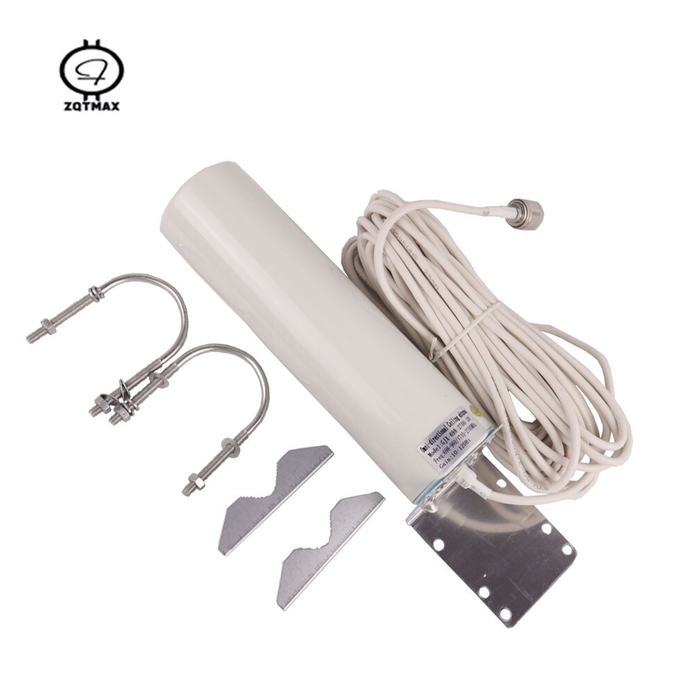 ZQTMAX 12dBi 2g 3g 4g Antenna For DCS CDMA GSM Booster UMTS WCDMA LTE data cellular repeater N FeMale: N Male with 10m