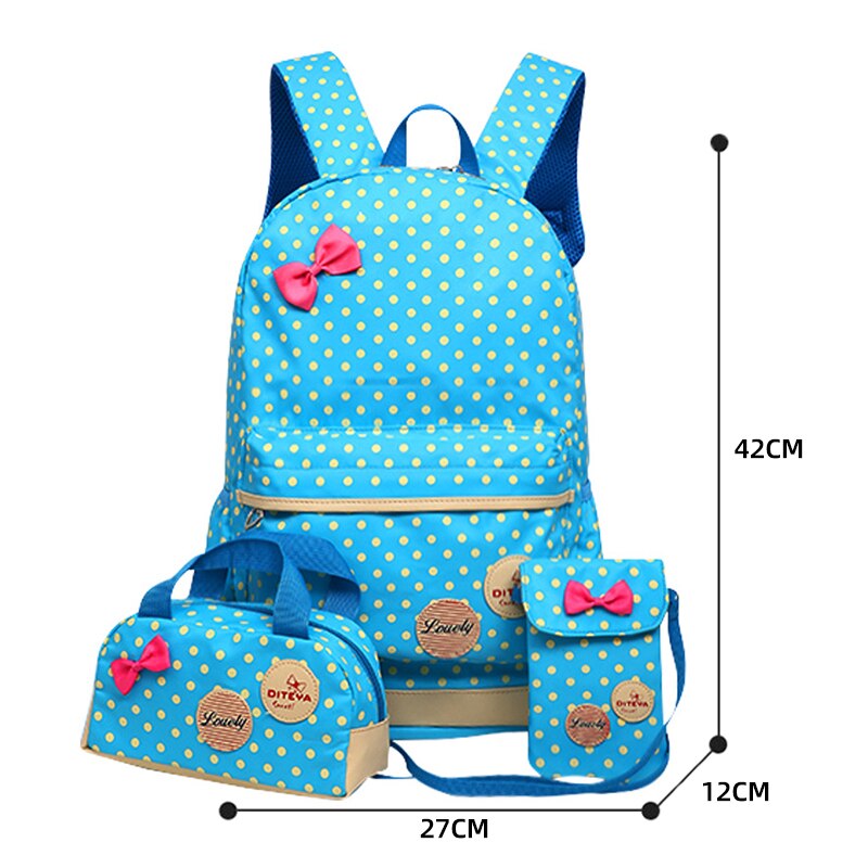 3 Sets Kids Schoolbag Girls School Backpacks Cute Printing Travel Bagpack School Bag Canvas Zipper School Bags 2022: blue