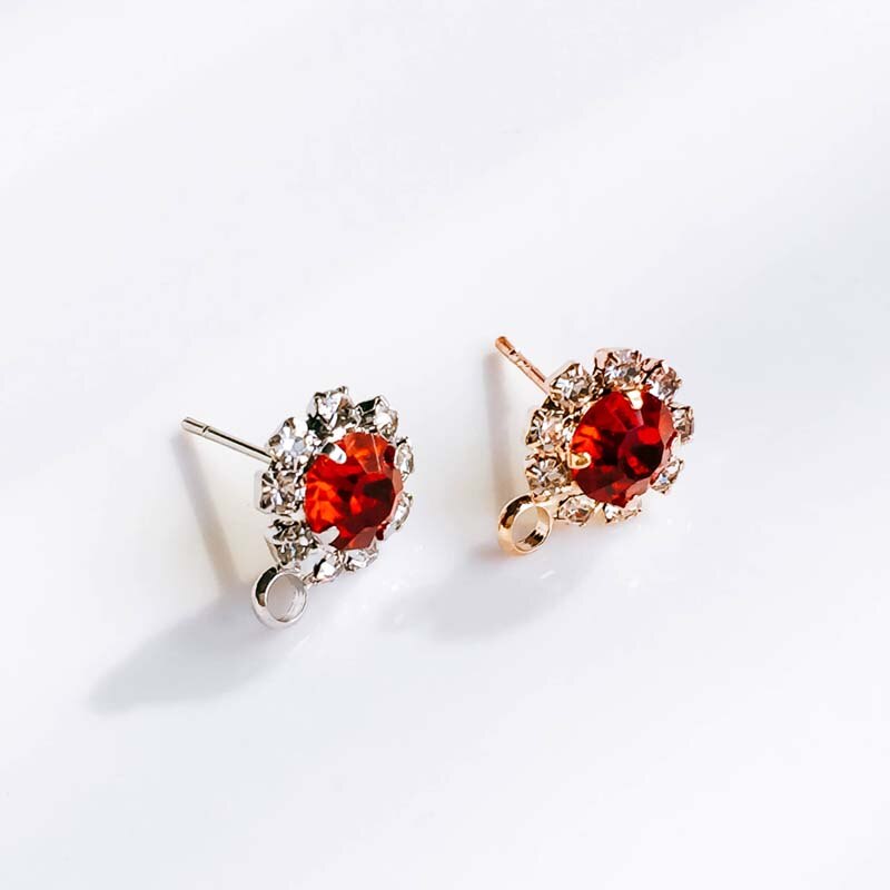 ZEROUP Rhinestone White K Gold Plated Stud Earrings 4 Colors Ear Accessories Jewelry Component Diy Material Handmade 6pcs: KP810-3 / kc gold