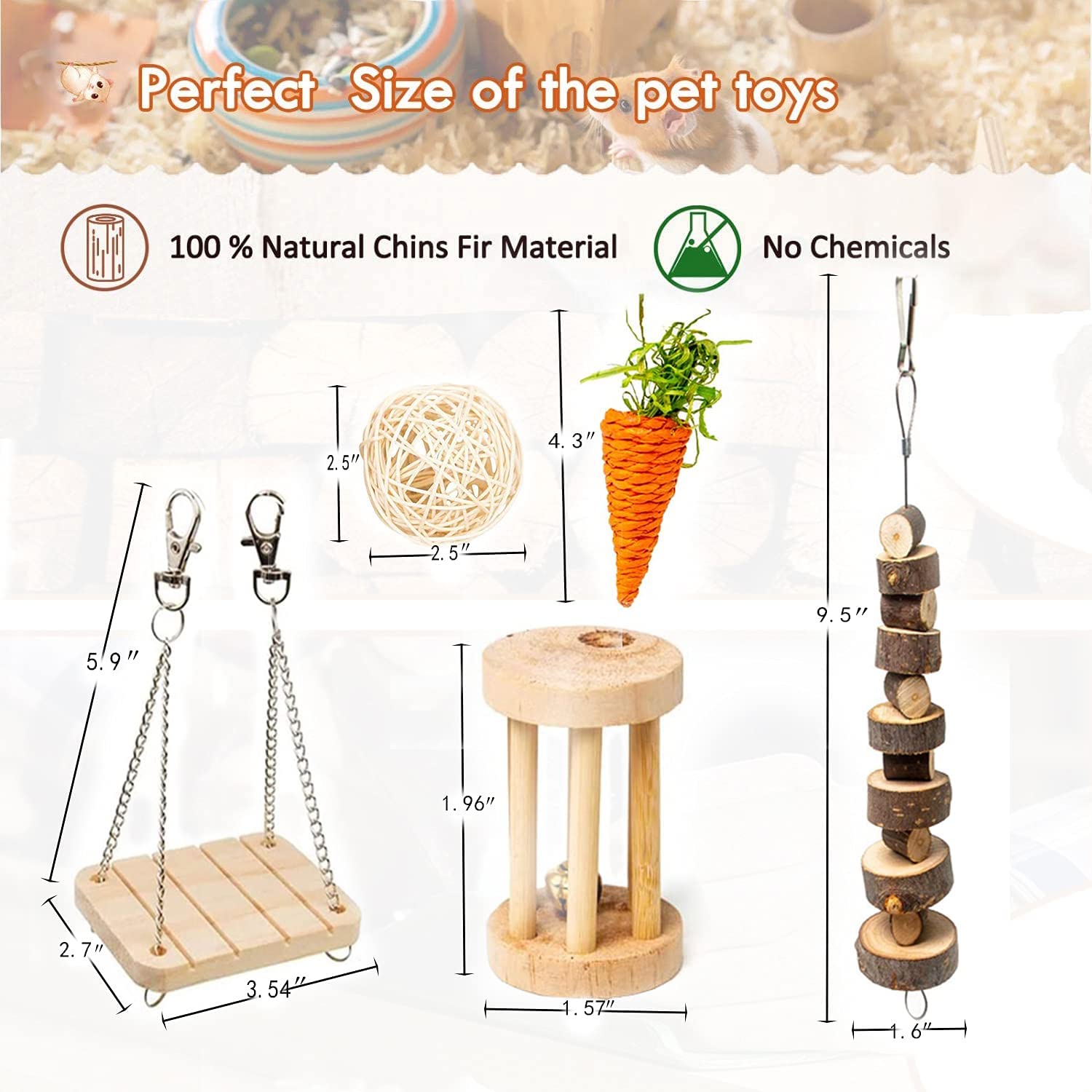 Image showcasing Hamster Chew Toy Set Small Animal Molar Toy Dental... – Grandado