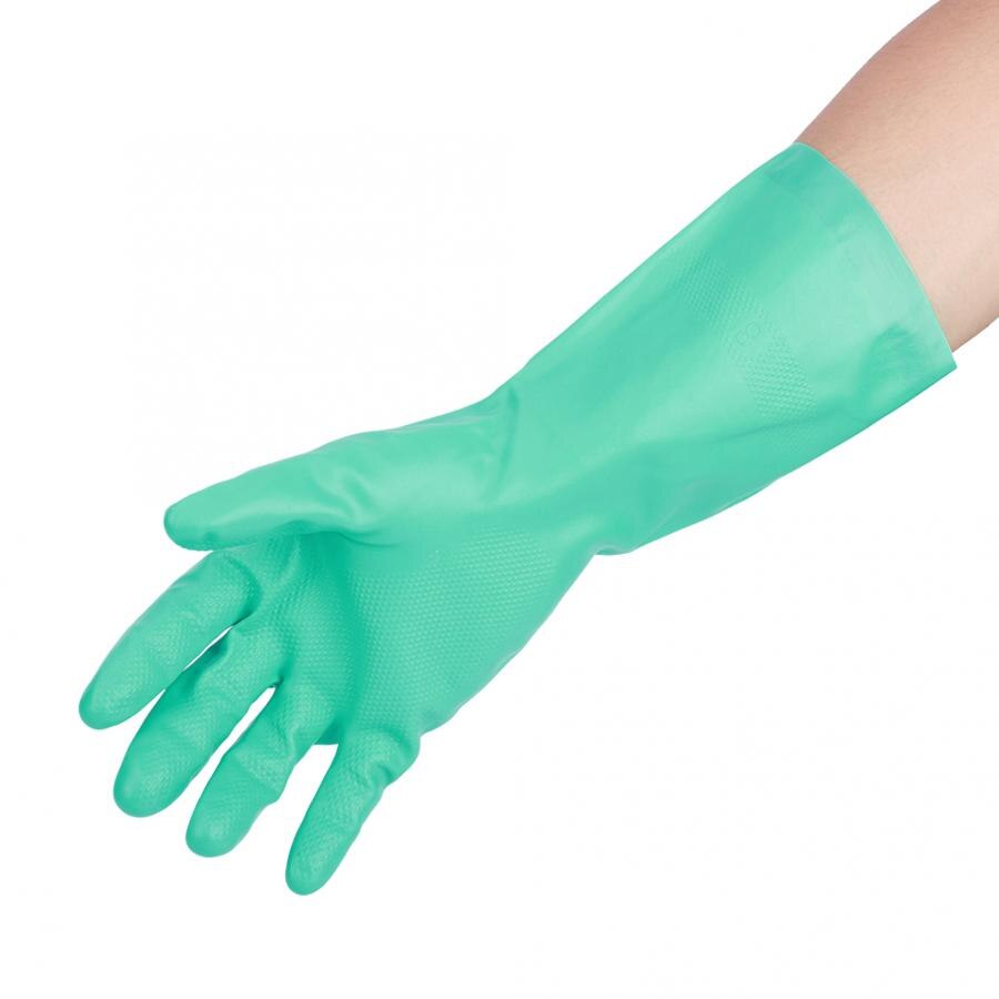 Guanti 5 coppie Riutilizzabile Guanti di Nitrile Resistente Ai Solventi Alcali Antiacido Casa Laboratorio di Lavoro A Mano Guanto di Protezione 32 centimetri di Lunghezza
