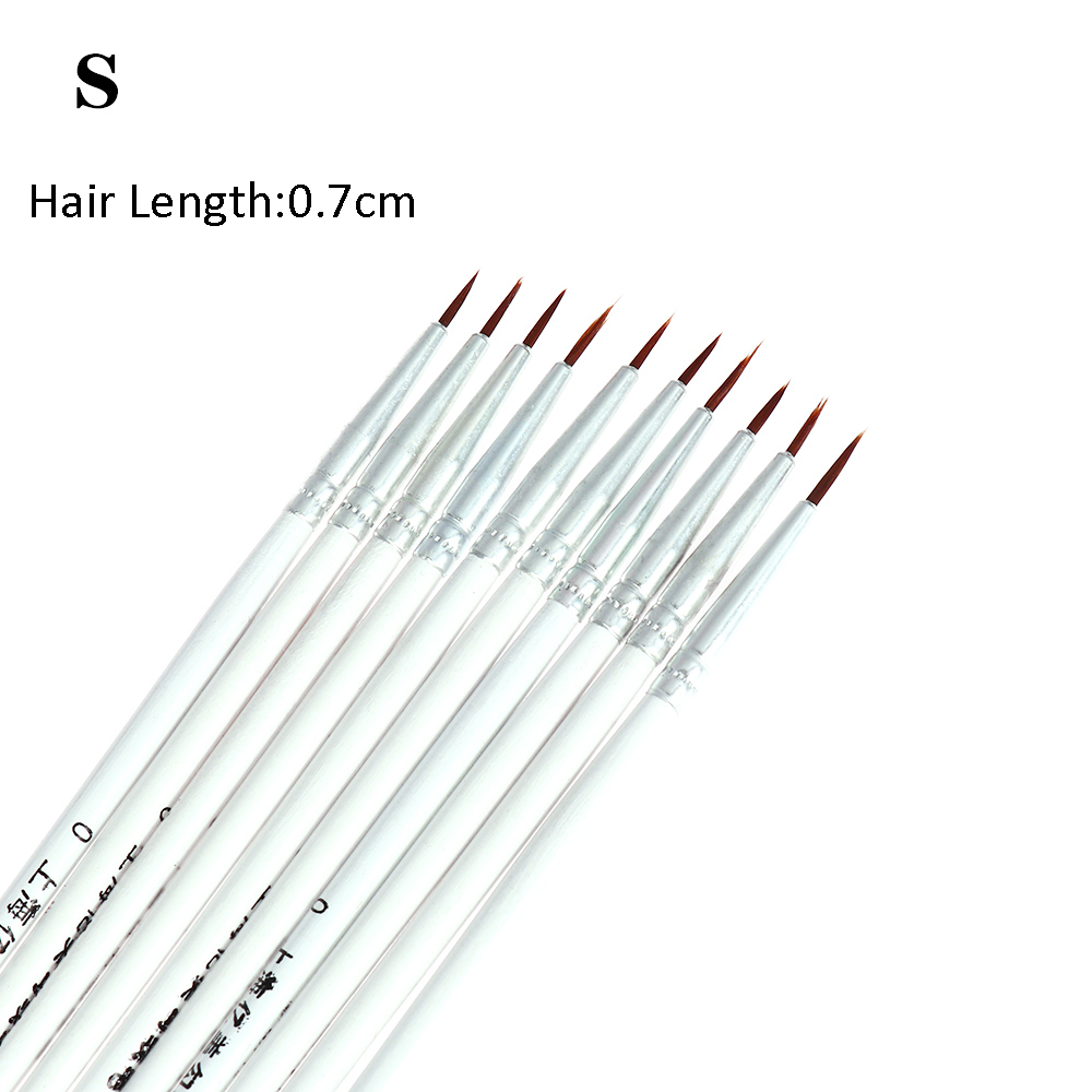 10 stk / sæt maleri pen fin håndmalet tynd krog linie pen tegning kunst pen maling pensel nylon pensel kunstforsyninger: Hvid s