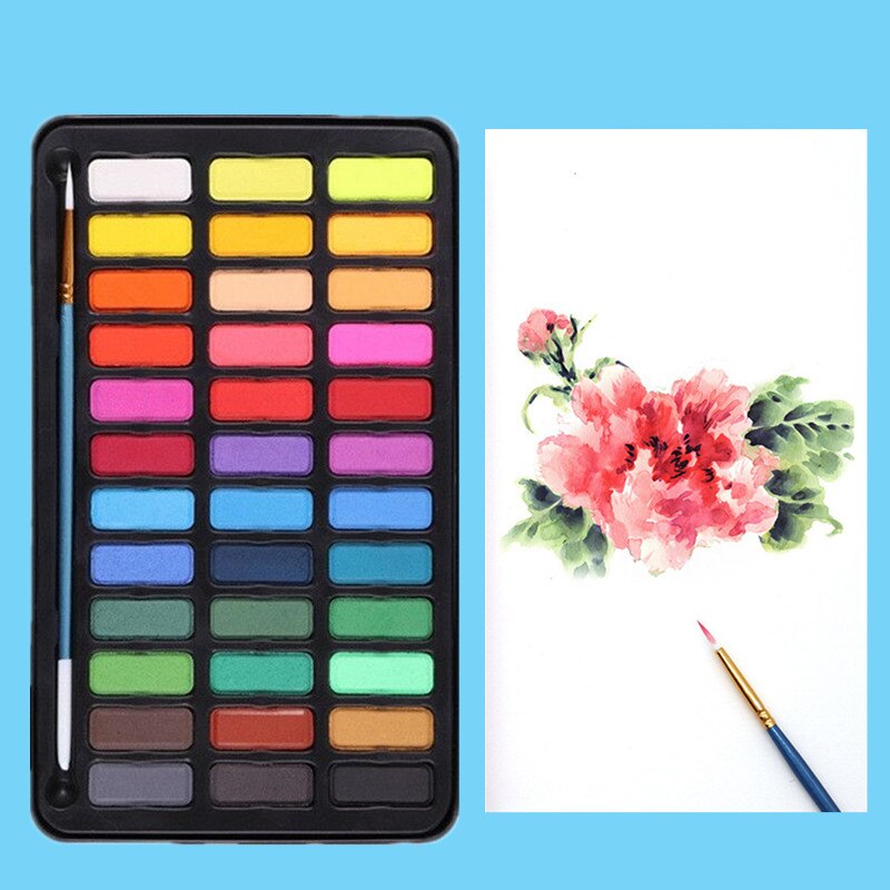 Juego de acuarelas profesionales, pigmento de 12/18/24/36 colores para pintura de acuarela con pincel de pintura y juego de pintura de papel de acuarela