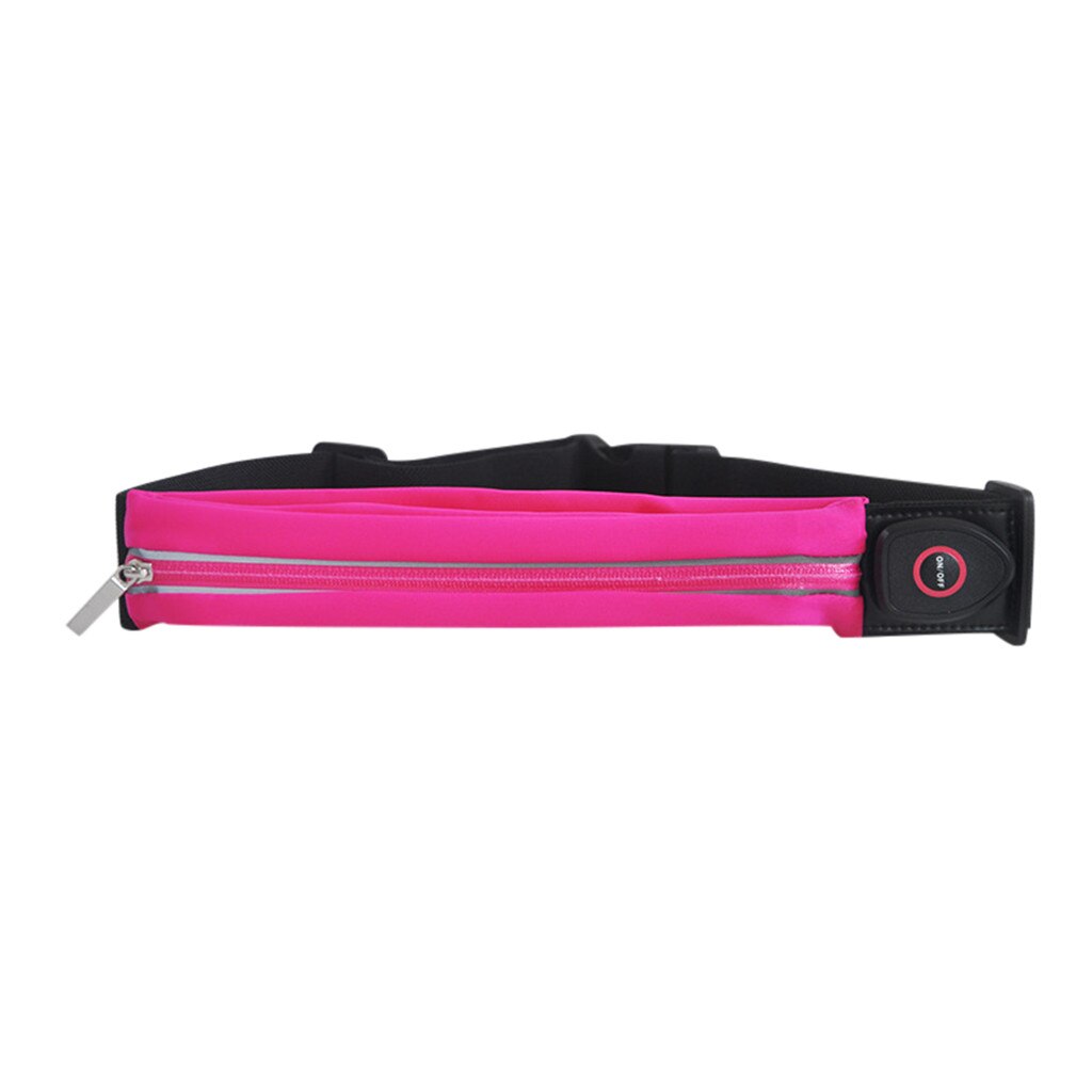 Running Waist Bag Flashing LED Lights Sport Bags Water Resistant Waist Pack Ultralight Running Belt Bag for Hiking: Fuchsia