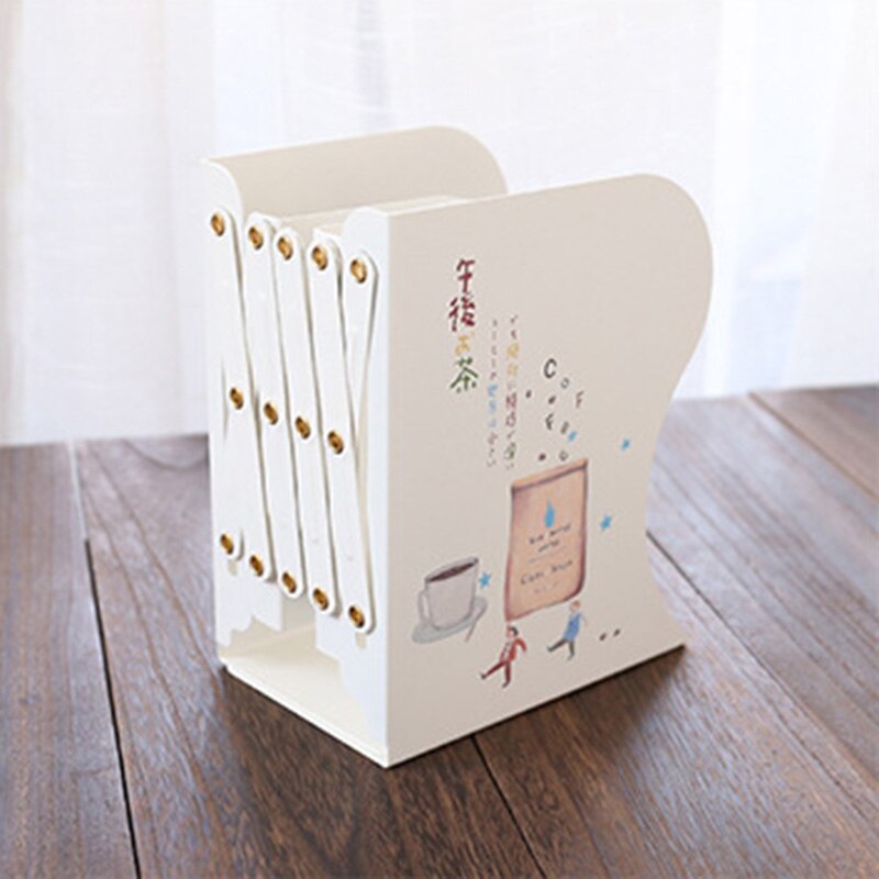Retractable bookshelf simple desktop to organize books by students office foldable book block file box folder: coffee