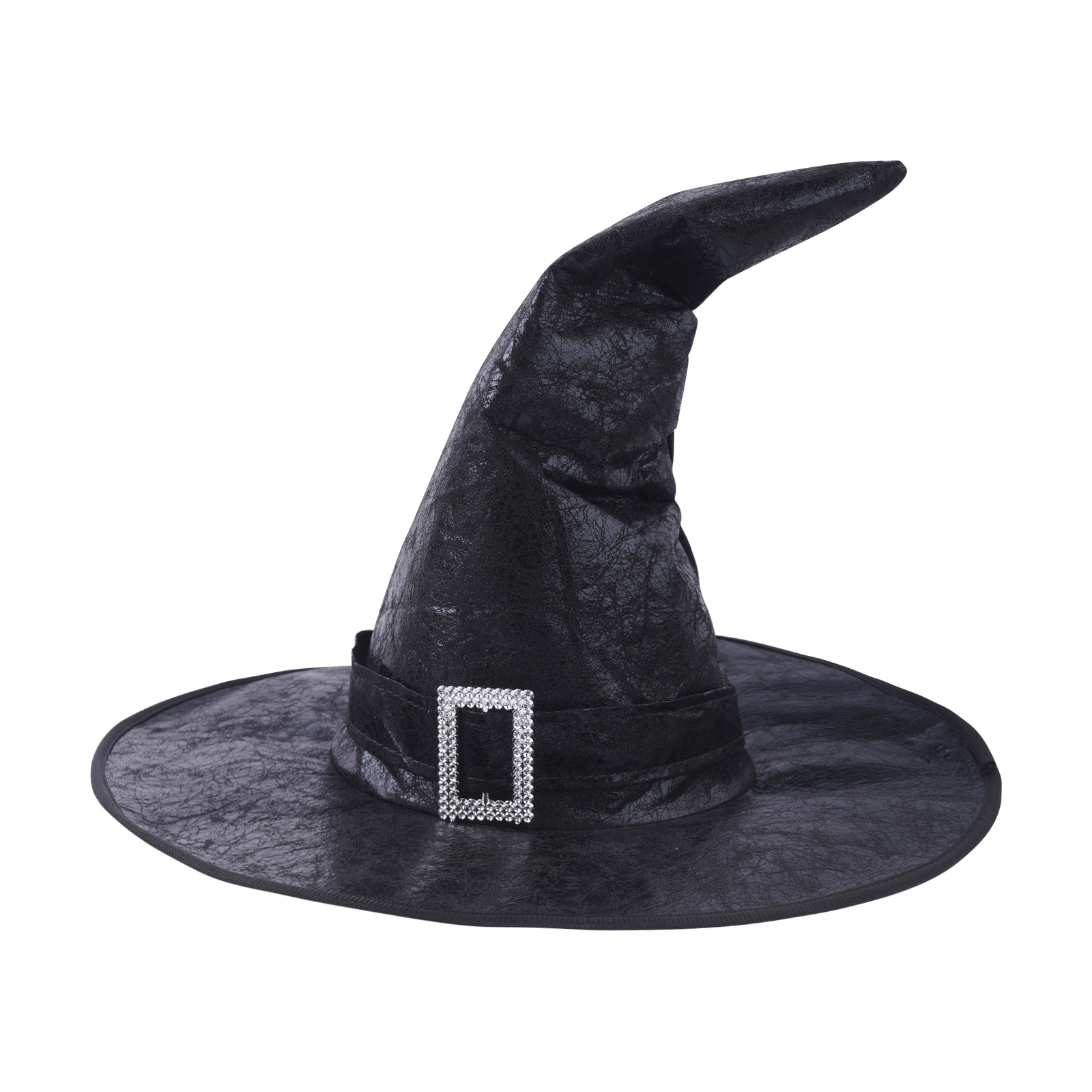 Chapeau de sorcière en Faux cuir pour homme et femme, chapeau de sorcière, pointu, , automne et hiver: Black