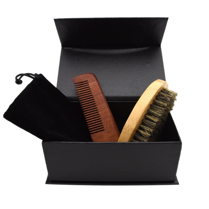 Baard Borstel En Snor Kam Kit Voor Mannen Gezichtsverzorging Grooming Kam Met Varkenshaar Scheerkwast Set