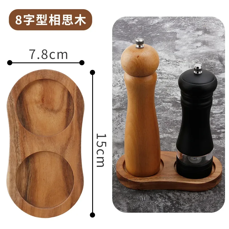 Pepper Mill Tray Bamboo Salt Pepper Shaker Stand Tray Tea Tray Wood Kitchen Storage Holder Home Decoration Crafts: light green