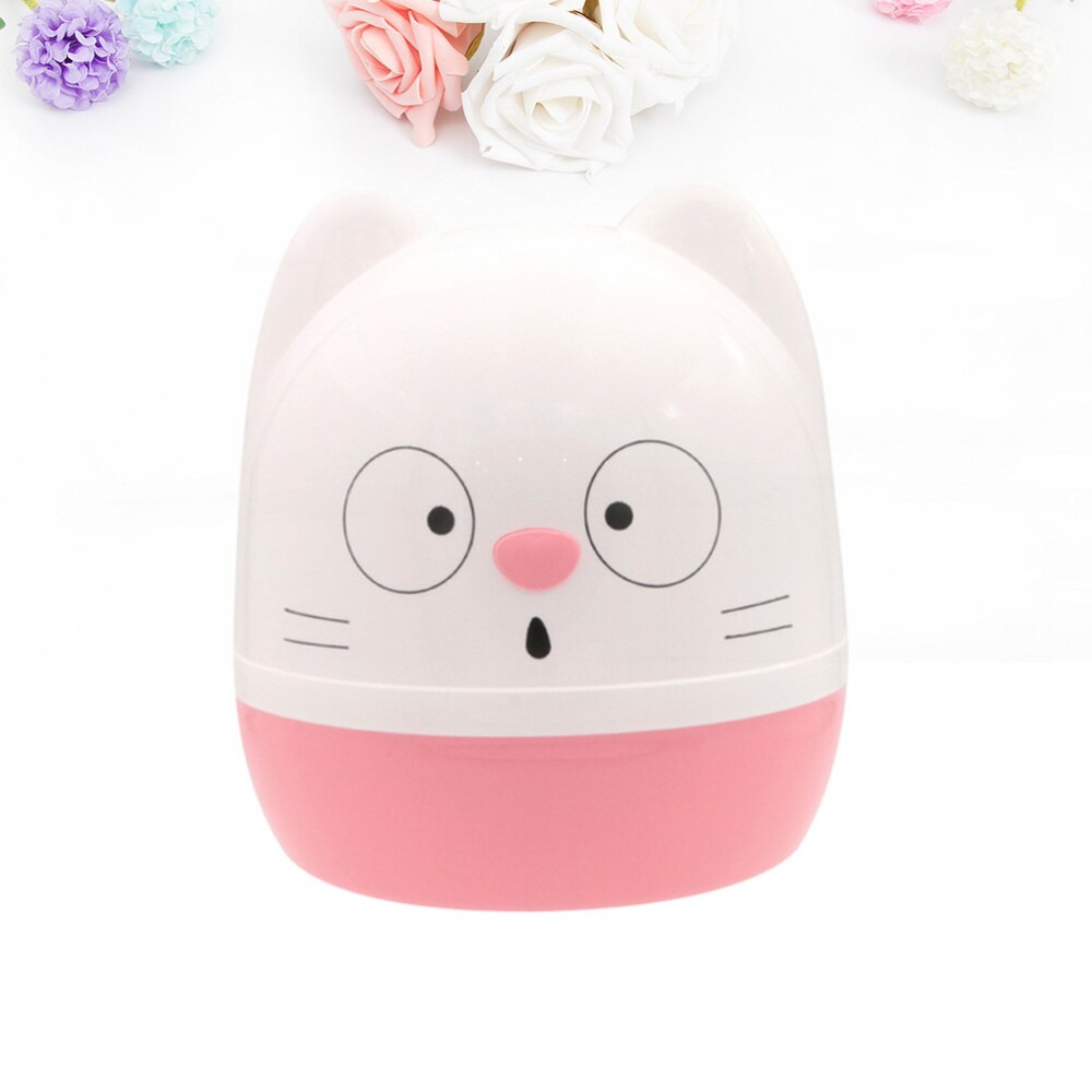 1pc Roll Paper Storage Container Holder Cartoon Toilet Tissue Box Round Shape for Home (White + Green): Pink White