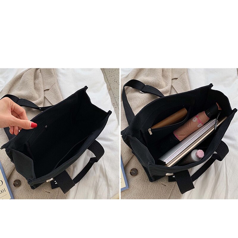 Sacs à bandoulière en toile en coton pour femmes, sacs de Shopping doux, fourre-tout, sacoche d'écolière pour dames tissu décontracté