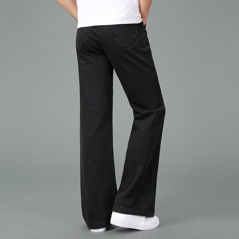 Pantalones vaqueros largos de pierna ancha para hombre, pantalón informal azul campana, pantalones Vaqueros bootcut, primavera