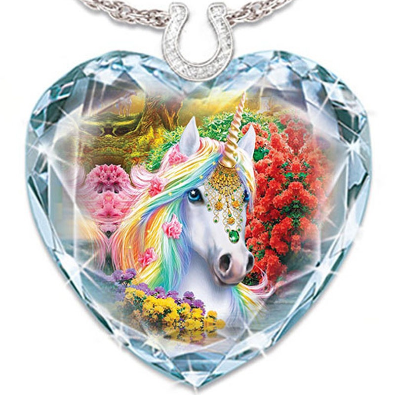 Unicorn lady pendant cute lady jewelry heart necklace blue crystal jewelry sunflower necklace pendant luxury jewelry