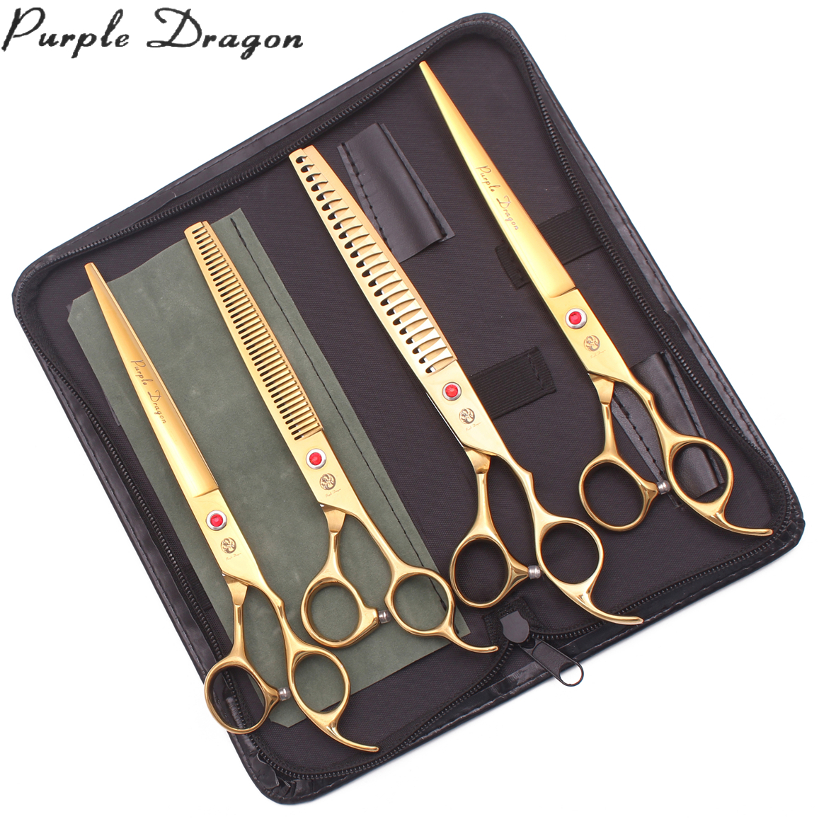 tijeras para perros 8,0 "dragón púrpura JP 440C tijeras de peluquería canina Kit para adelgazamiento tijeras perro curva tijeras agregar caso Z3005 tijeras peluqueria