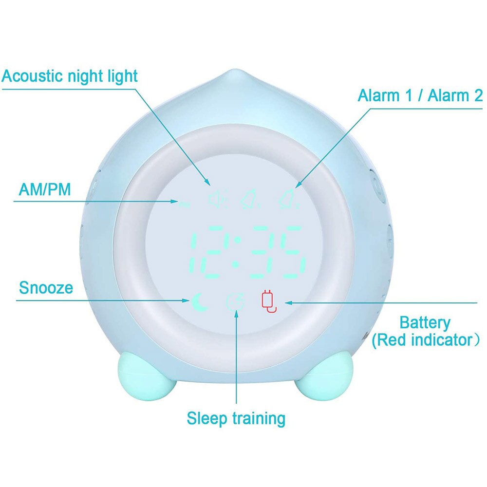 Kids Smart Alarm Clock bluetooth Function 7 Colors Changing Bedroom Student Wake Up Digital Display Table Clock Sleep Timer