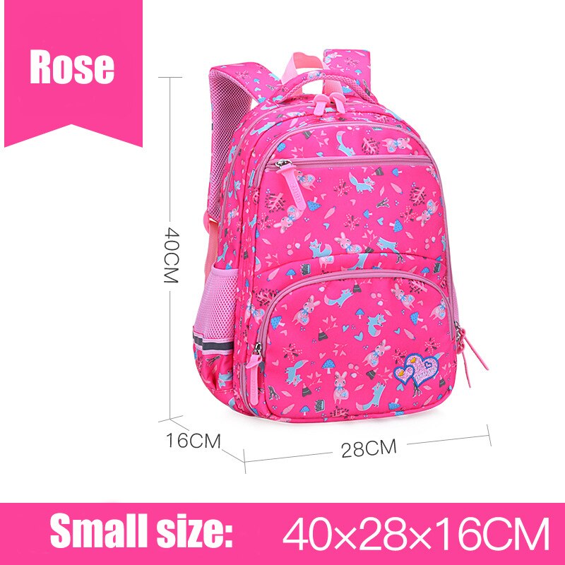 Sacs d'école primaire pour filles, sac à dos mignon, confortables, sacoche pour livres imperméables avec large bande d'épaule: Rose Small