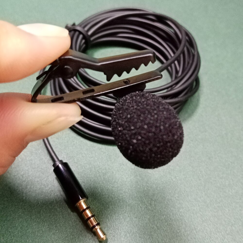 3.5mm mikrofonclips mit halsband und 3m für mobiltelefone, die in vorlesungen sprechen, mit halterung und clip für ansteckmikrofone