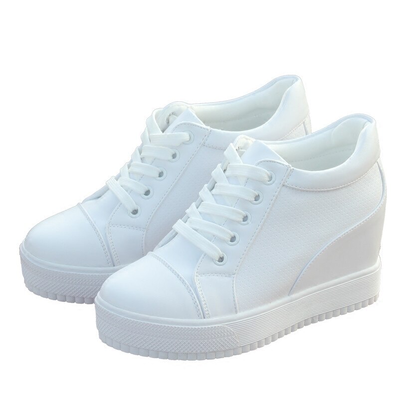 Vita dolda kilklackar sneakers fritidsskor kvinna höga platåskor kvinnors höga klackar kilskor för kvinnor