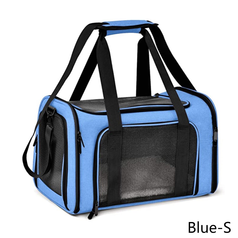 Portable Dog Carrier Bag Portable Dog Backpack With Mesh Window Airline Approved Small Pet Transport Bag Carrier For Dogs: B-Blue-S
