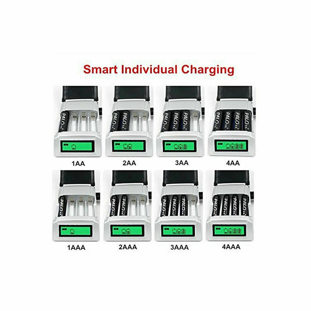 4 Slot LCD Smart AA Battery Charger For Ni-MH Ni-CD Rechargeable Batteries with charging 5/7AA